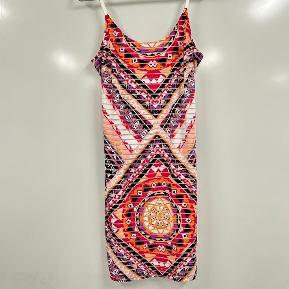 Venus XL Geometric Bodycon Dress Tribal Print Mini | Boho Y2K Festival Dopamine